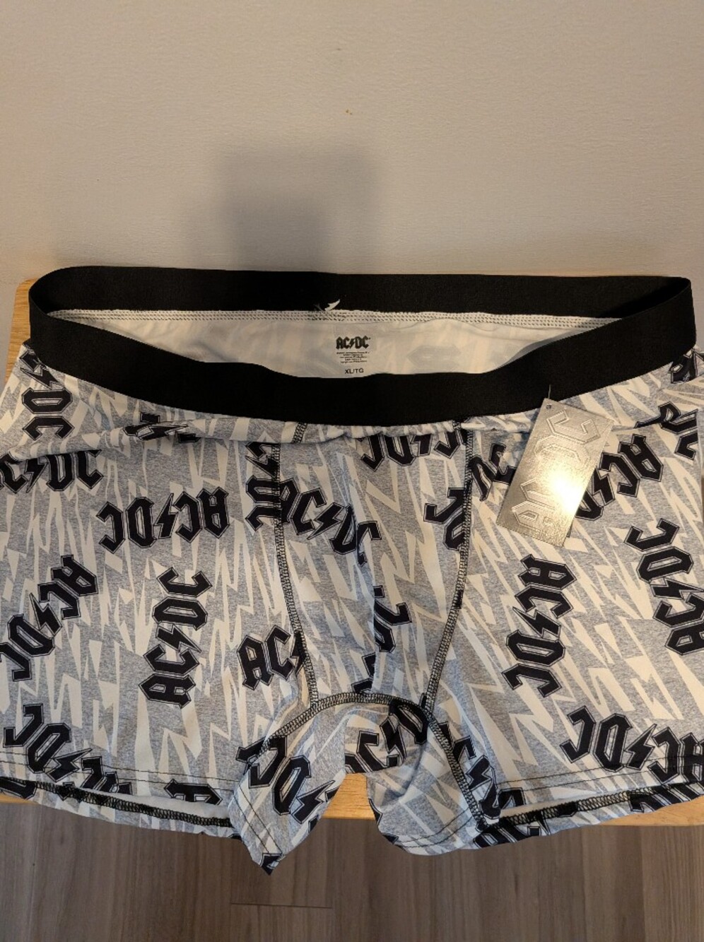 AC/DC White and Black Graphic Athletic Leggings